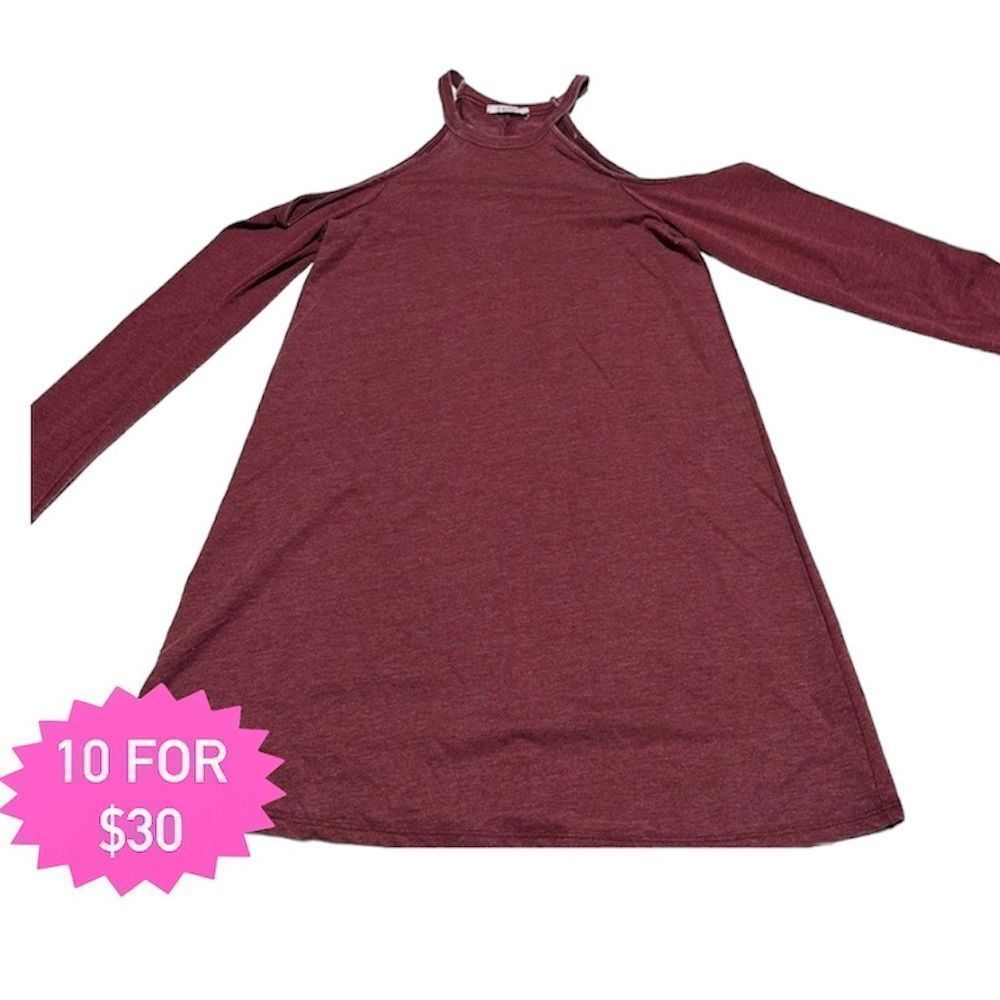 Z supply cold shoulder tunic, burgundy, size medium